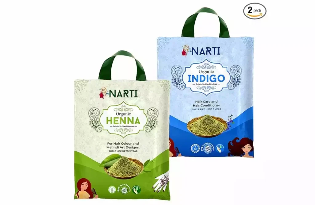 Discover NARTI Organic Henna and Indigo Leaf Powder for natural hair coloring. Experience vibrant, long-lasting results while nourishing your hair with organic, chemical-free ingredients.