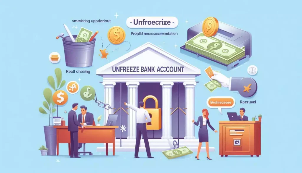 unfreeze your bank account by contacting your bank, resolving any issues, providing necessary documentation, and following their instructions